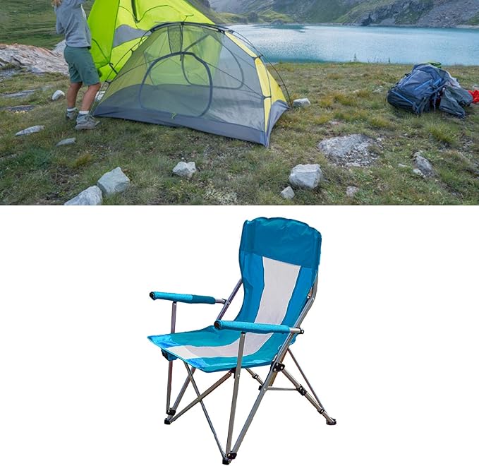 Topyond Portable Camping Chair Strong Iron Structure Folding Chair with 600D Oxford Cloth Outdoor Chair with Cup Holder for Fishing and Outdoor Leisure Activities