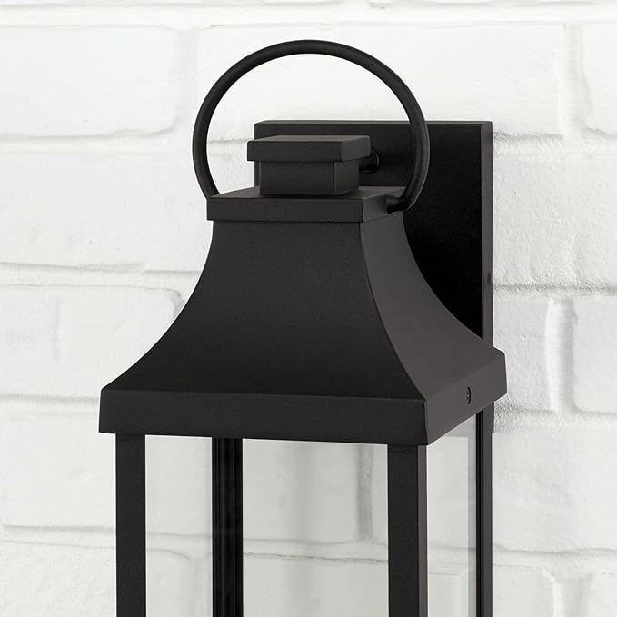 Capital Lighting 946411BK-GL Bradford Night Sky Clear Glass Rectangular Outdoor Wall Lantern 1-Light 7 Watt 17 H x 6 W Black
