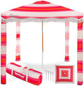 Premium Beach Cabana - Umbrellissimo Pink Ombre. Includes sand anchor canvas with designer prints &amp fringe finishes sand pockets pegs matching carry bag. Easy set up 6.6'x6.6' of cool UPF50+ s