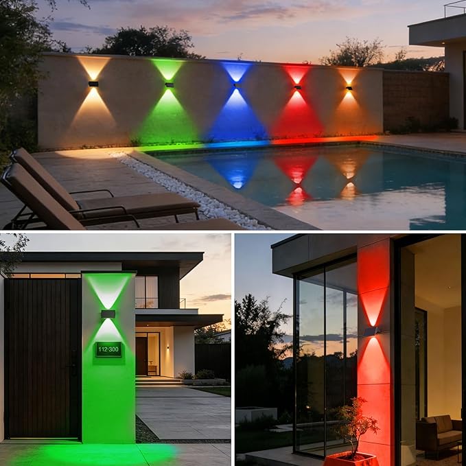 Solar Fence Lights Outdoor 20-Pack Fence Lights Solar Powered with Up/Down Buttons IP67 Waterproof for Outside 120LM Auto Dusk to Dawn for Wall/Patio/Yard/Railing/Deck/Pathway (White &amp RGB)