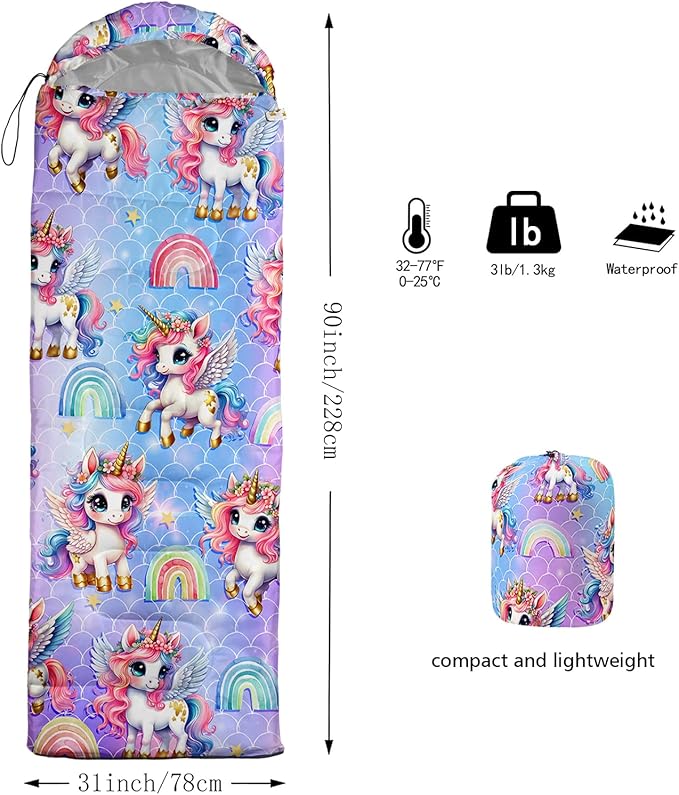Ocean Themed Sea Turtle Sleeping Bag for Kids Boys GirlsLightweight Warm Cold Weather BackpackingWaterproof Compact Sleeping Bag with Compression Sack for Hiking Camping Outdoor.