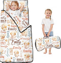 Custom Toddler Nap Mat with Name – Personalized Sleeping Bag for Kids with Pillow and Blanket Roll-Up Design