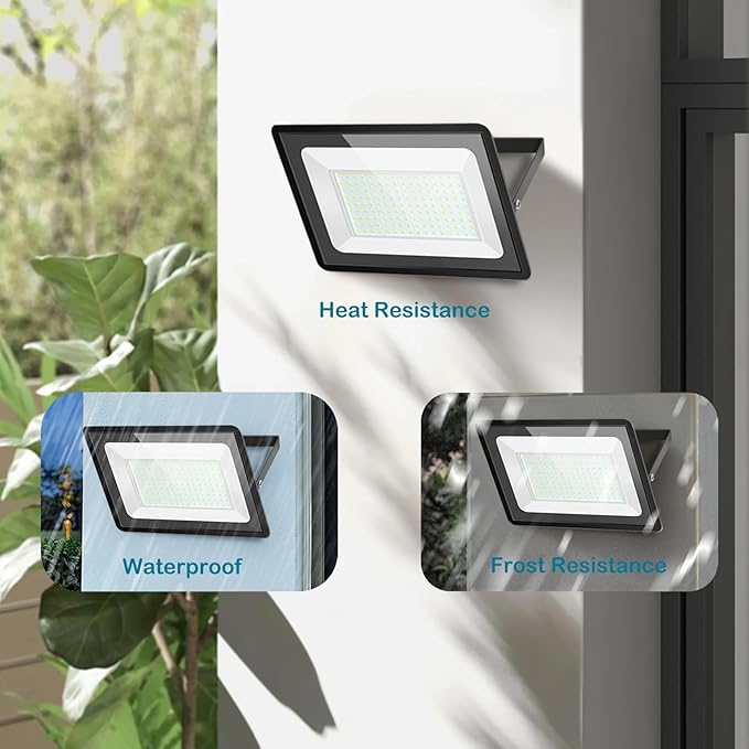 150W LED Flood Light Outdoor 3 Pack IP66 Waterproof 6000K Daylight White Security Lights Outside Lamp 18000LM Exterior Floodlights Lighting for Workshop Yard Stadium
