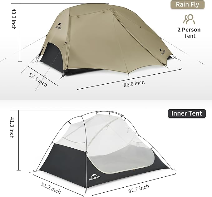 Naturehike Star River UL 2 Person Backpacking Tent Double Layer Waterproof Two Person Tents Lightweight Backpacking Cycling 2 Person Tent