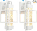 PARTPHONER Modern Outdoor Wall Porch Lights 2 Pack 15 Exterior Sconce Waterproof Dusk to Dawn Lighting White
