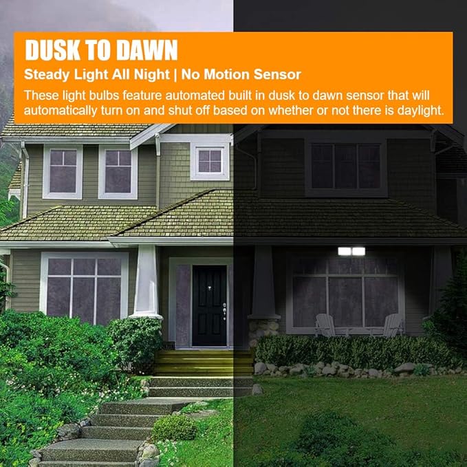 FAGUANGAO Dusk to Dawn LED Security Light18W Plug in Flood Light Outdoor5000k Daylight1600lm IP55 WaterproofAdjustable 2 Heads Wall Light for Garage Porch Yard BlackStreet