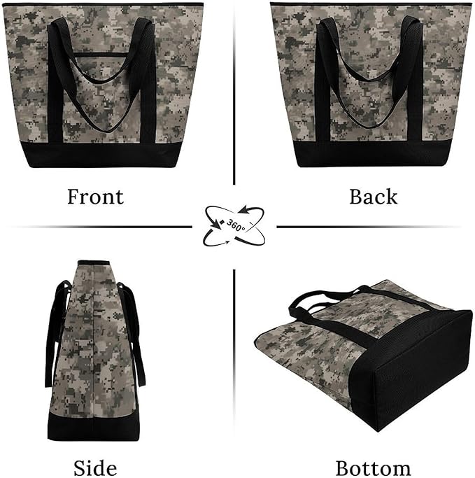 Insulated Shopping BagLarge Reusable Cooler Bags Army Digital Camouflage Printed Foldable Shopping BagTravel Waterproof Shoulder Bag