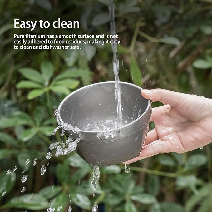 500ml Titanium Double Wall Bowl Ultralight Unbreakable Camping Tableware for Outdoor Hiking Picnic Backpacking Dishwasher Safe (Square Bowl)