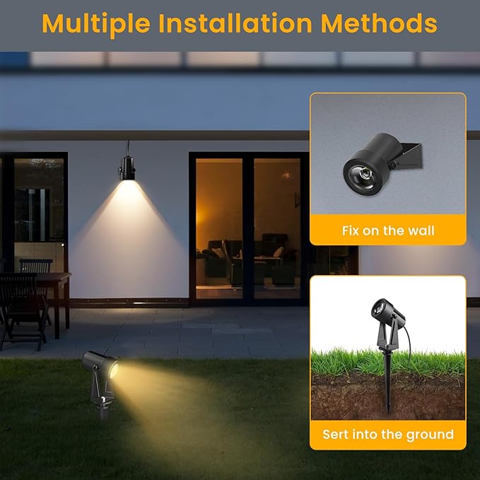 Low Voltage Landscape Lighting6 Pack Outdoor LED Landscape Spotlights with Transformer 27V Garden Lights Pathway Lights IP65 Waterproof 3000K Warm White