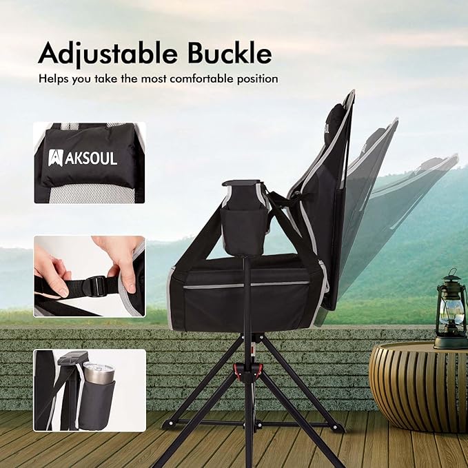 AKSOUL Hammock Camping Chair Swinging: Foldable &amp Portable Swing Chairs with Storage Bag - 265lbs Adult Weight Capacity - Folding Rocking for Lawn Camp Stargazer Outdoor