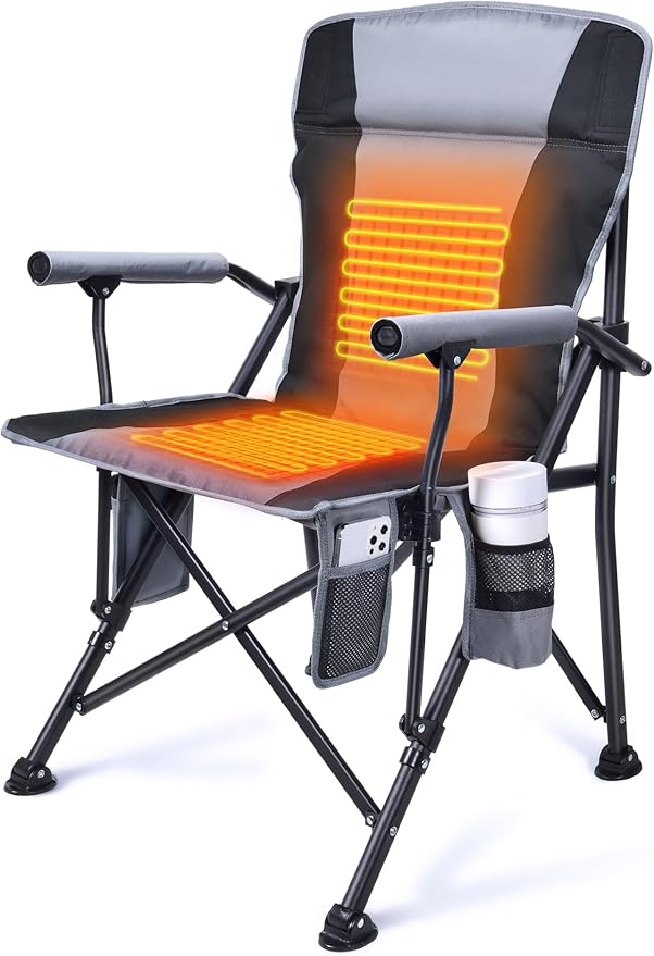 Heated Camping Chair - Fully Padded Heated Chairs Outdoor Sports Battery NOT Included