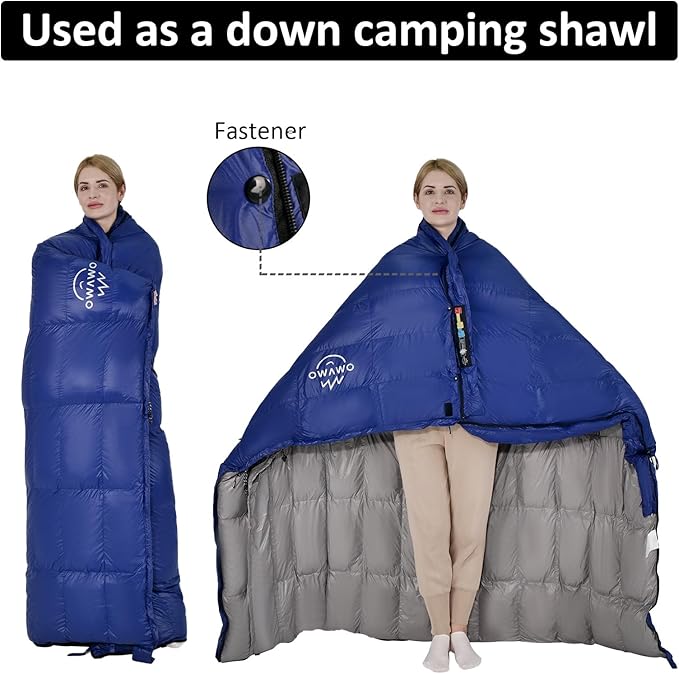 -10°F 0°F 10°F 15°F Down Sleeping Bag for Adults800/650 Fill PowerUltralight Wearable 4 Season Cold Weather Rectangle Sleeping Bag for Camping HikingCan be Used as a Down Blanket or Cloak