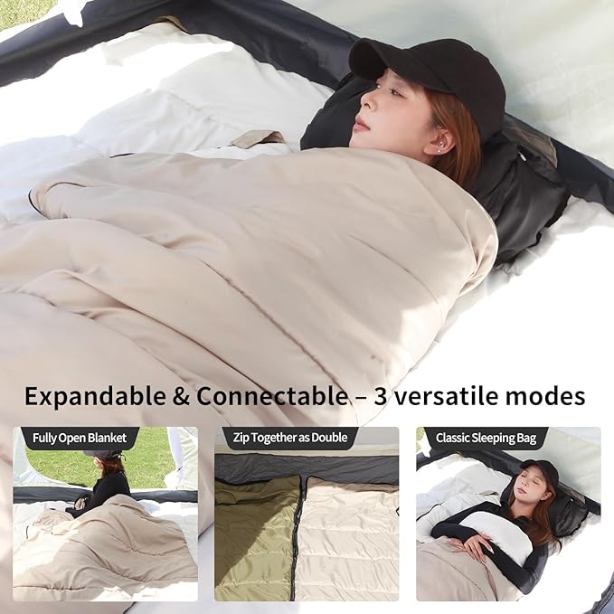 Sleeping Bag for Adults – 4 Season Camping Sleeping Bag Lightweight for Backpacking &amp Hiking Waterproof Shell Warm &amp Roomy Machine WashableBackpacking Camping Sleeping