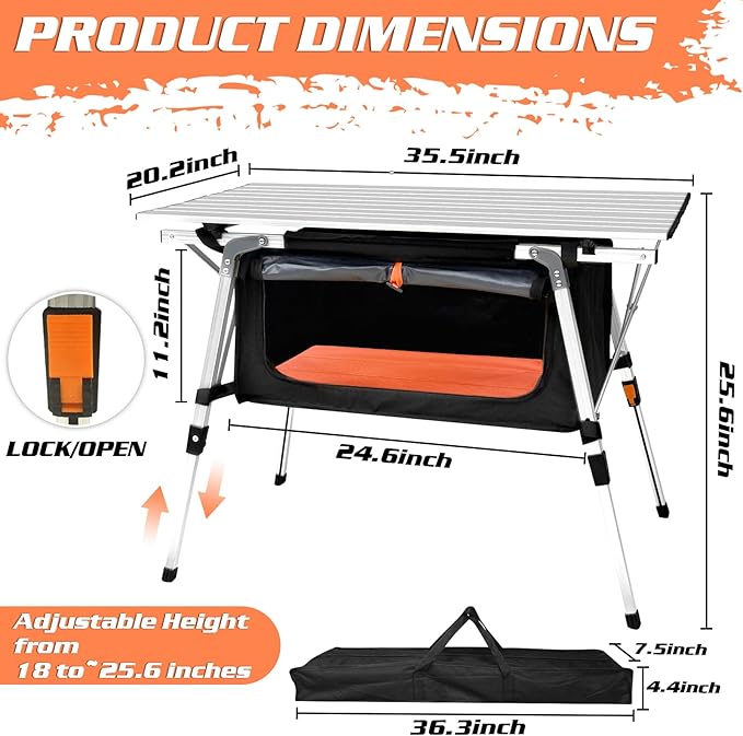 CampLand Aluminum Table Height Adjustable Folding Table Camping Outdoor Lightweight for Camping Beach Backyards BBQ Party (SilverB Rectangle)