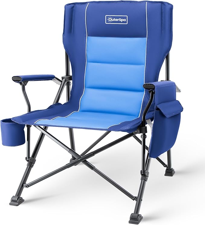 Oversized Folding Camping Chairs for Adults Heavy Duty Support 500lbs Big and Tall High Back Camping Chairs for Heavy People Padded Lawn Chairs Camp Chairs for PatioBeachCampLawnOutdoor