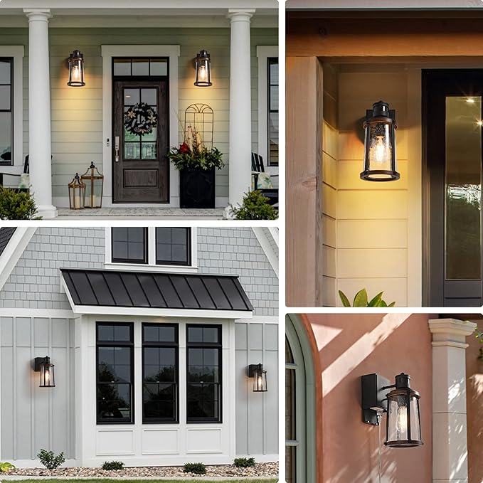 Dusk to Dawn Motion Sensor Outdoor Light with GFCI Outlet Waterproof Outside Porch Light Exterior Lighting Fixtures for House Garage Front DoorBulb Included12.5 H1PC