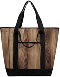 Insulated Shopping BagLarge Reusable Cooler Bags Wood Grain Printed Foldable Shopping BagTravel Waterproof Shoulder Bag