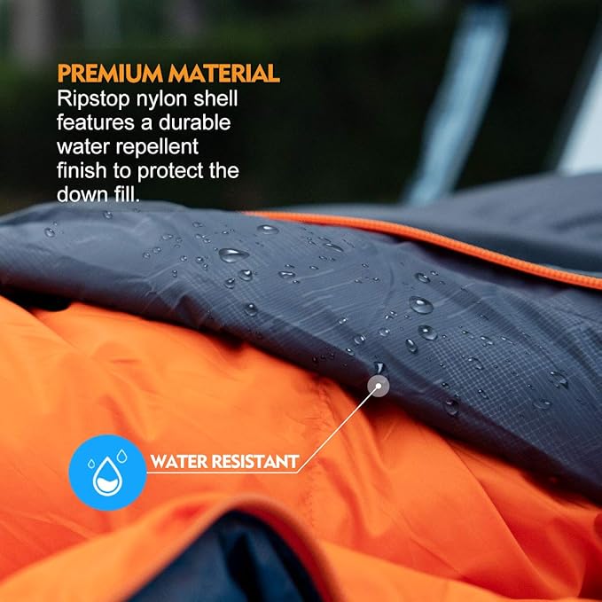 ZOOOBELIVES 10 Degree Down Sleeping Bag for Adults 4-Season Cold-Weather Mummy Bag Roomy Fit 550+ Fill Power Warmth Lightweight &amp Compressible for Car Camping Backpacking &amp Hunting - Alpl