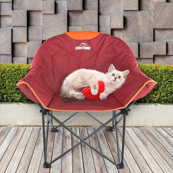 OUTDOOR LIVING SUNTIME Sofa Chair Oversize Padded Moon Leisure Portable Stable Comfortable Folding Chair for Camping Hiking Carry Bag…