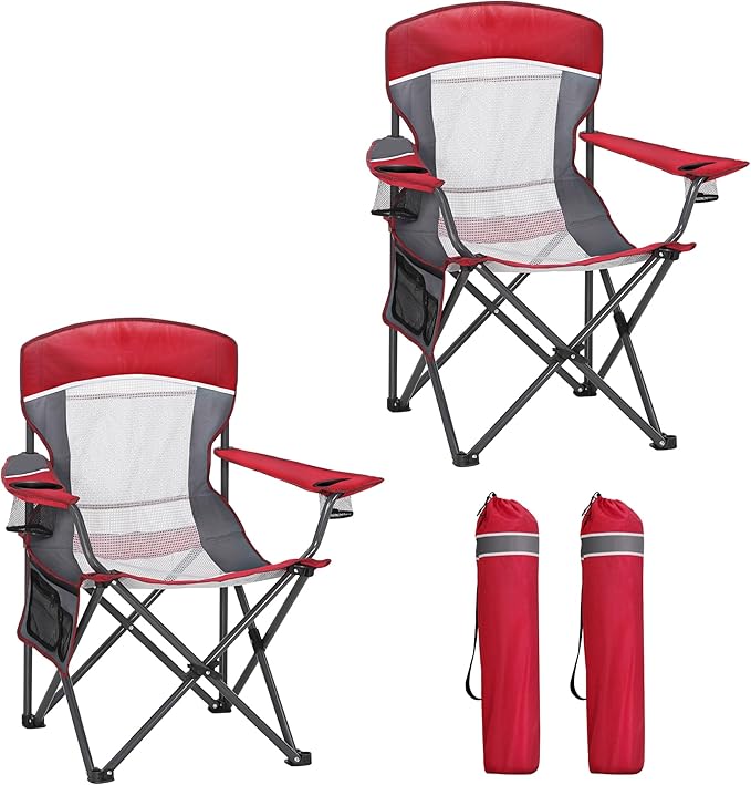 HIGH POINT SPORTS Oversized Portable Mesh Camping Folding Chair