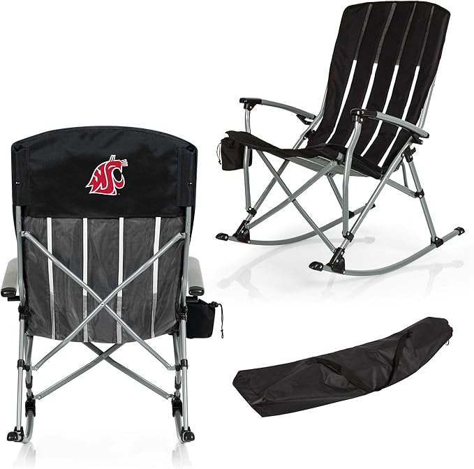 Picnic TIME NCAA Unisex-Adult NCAA Outdoor Rocking Camp Chair XL Heavy Duty Camping Chair for Adults
