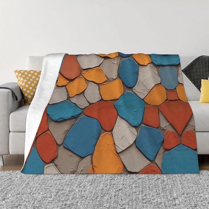 Paint Texture Wall 80x60 Printed Soft Fleece Blanket for Sofa Bed and Camping - Cozy Blanket for Travel Picnics Nighttime Use