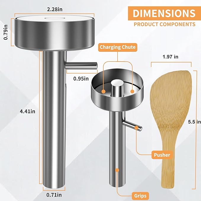 Falafel Scoop With Hole Stainless Steel Professional Falafel Maker Tool Scoop with Spatula Food Safe and Non-Sticky Stainless-Steel Donuts Sharp Syrian Felafel Maker Mold