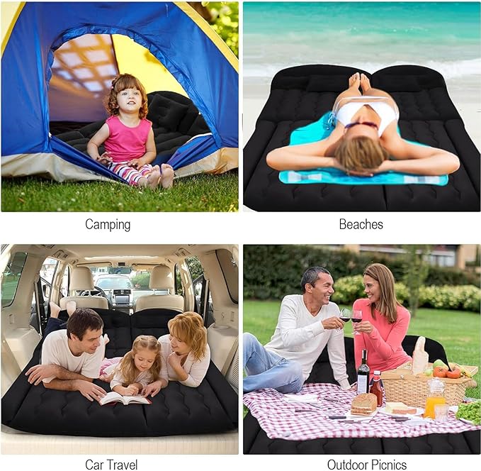 Car Air Mattress for Nissan Kicks (P16) 2019 2020 2021 2022 2023 2024 Car Mattress Inflatable Bed Portable Foldable with Pillow Camping Travel Car AccessoriesBeige