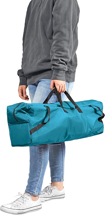 Garden Elements Camping Chair – Portable Outdoor Chair with 360° Swivel Tall Back Support Breathable Nylon Mesh Steel Frame Foldable Design with Carrying Case – Teal