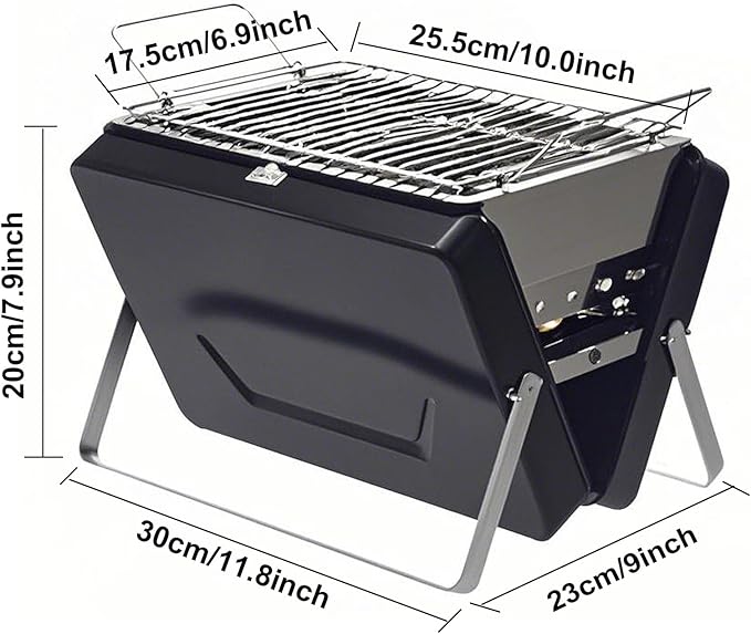 PMS Portable Camping Charcoal Grill Folding Stainless Steel Stove for Outdoor Cooking BBQ Camping Hiking Picnic Backpacking