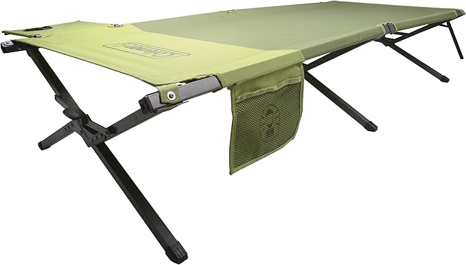Coleman Trailhead Easy-Step Folding Cot with Foot Lock Camping Cot with Removable Side Table &amp Pocket Supports up to 300lbs Great for Camping Lounging Elevated Sleeping Guests &amp More