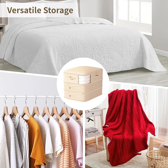 6 Pcs Comforter Storage Bag 3-tier Compression Storage Bags Large Capacity Sheet Organizer with Zipper Window Ultra Space Saving Self Compression Organizers Bedding Storage Bag for Blanket Sheet
