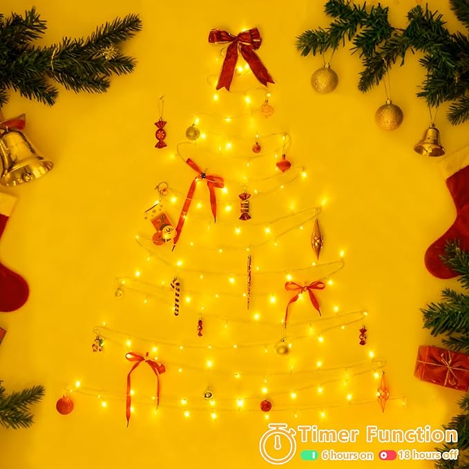 YEGUO 165ft 500 LED Christmas Lights Outdoor Waterproof Clear Wire String Lights Indoor Plug in 8 Modes Fairy Light for Christams Party Wedding Tree(Warm White)