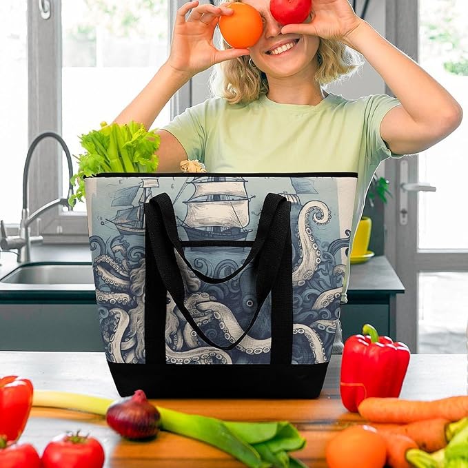 Insulated Shopping BagLarge Reusable Cooler Bags And Friends Printed Foldable Shopping BagTravel Waterproof Shoulder Bag