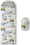Kids Sleeping Bag for Boys GirlsConstruction Truck Print-Lightweight Warm Portable Outdoor Indoor-Waterproof Cold Weather Resistant Sleeping Bag for Camping Hiking(Truck)