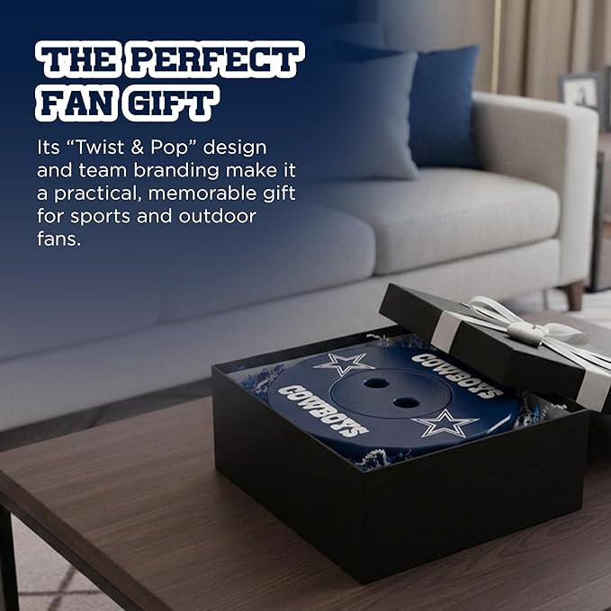 Sporticulture NFL Dallas Cowboys Telescoping Collapsible Stool 500lbs Max Weight Portable Adjustable Height Folding Camping Stool with Carry Strap Retractable Stadium Have A Seat Outdoor Sports Fan