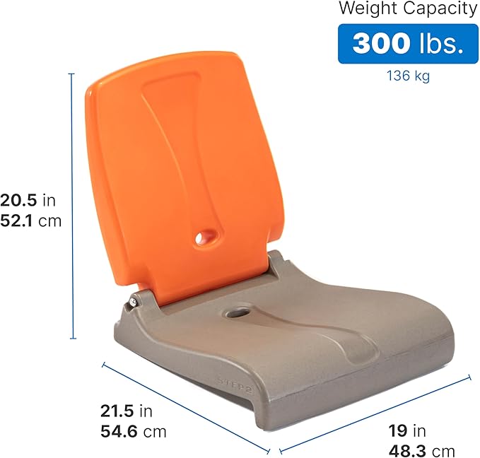 Step2 Folding Flip Seat Lightweight Portable Outdoor Chair for Poolside Camping Beach Boats Tailgates Durable Ground Chair with Back Support for Adults Brown &amp Orange