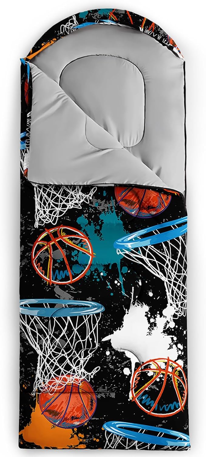 Axolotl Gamepad Sleeping Bag3 Season Warm and Cool Weather Game Console Sleeping Bag for Boys TeensWaterproof Lightweight Geometry Hexagonal Sleeping Bag for TravelingOutdoors CampingBlueBlack