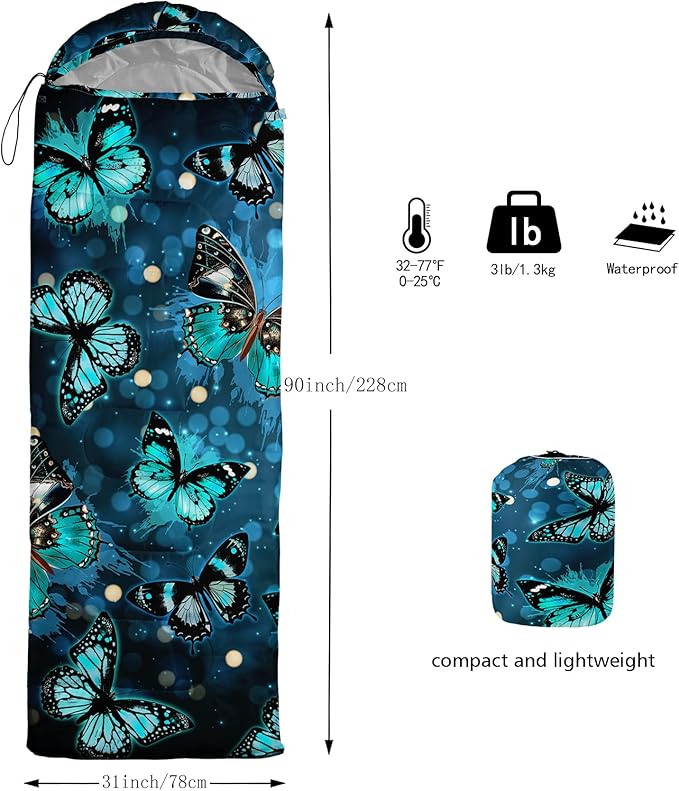 QOOMO Camping Sleeping Bags3 Season Warm &amp Cool WeatherLightweightWaterproof Sleeping Bags for Adults &amp KidsTravelingand OutdoorsCamping Gear Equipment