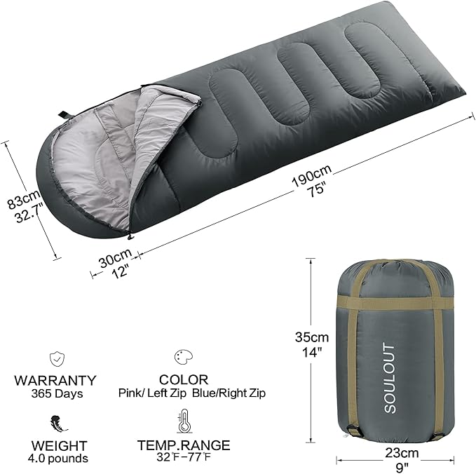 3-4 Season Sleeping Bag for Adults &amp Kids Lightweight Warm Cold Weather Camping Bag with Waterproof Compression Sack – Portable for Hiking Backpacking Traveling &amp Outdoor Adventures