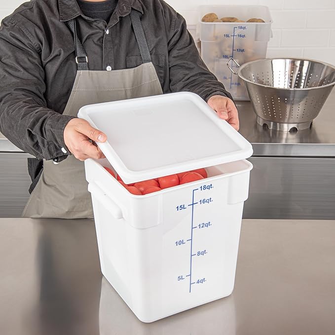 Restaurantware-LID ONLY: Met Lux Food Container Lid 1 Square Cover For Storage Container - Containers Sold Separately With Pull-Corner Tab White Plastic Dishwashable Freezable