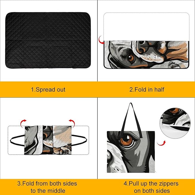 Zipper American Bulldog Head Style Picnic Mat Suitable for Travel Camping Park Or Home Use