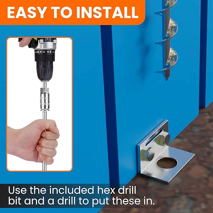 Ground Anchors Screw In - 24 Set of 468 with Brackets and Drill Bit - Earth Anchors - Mobile Home Anchors - Storage Shed Anchor Kit - Swing Set Anchors for Metal Swing Set - Playset Anchors - Ties