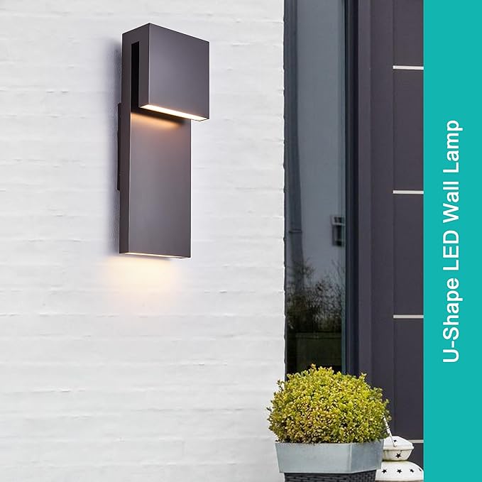 Modern Outdoor Indoor Integrated LED Wall Sconce 2-Light Total 17WBronze Finish1600 Lumens3000 Kelvin90 CRI DimmableInput 120-277VWeatherproof for Global Front Porch Decor Use.