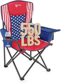 ARROWHEAD OUTDOOR Portable Deluxe Folding Camp Quad Chair w/Headrest Glass &amp Cup Holders Armest 6-can Cooler Heavy Duty Carry Bag 550 lbs Weight Capacity