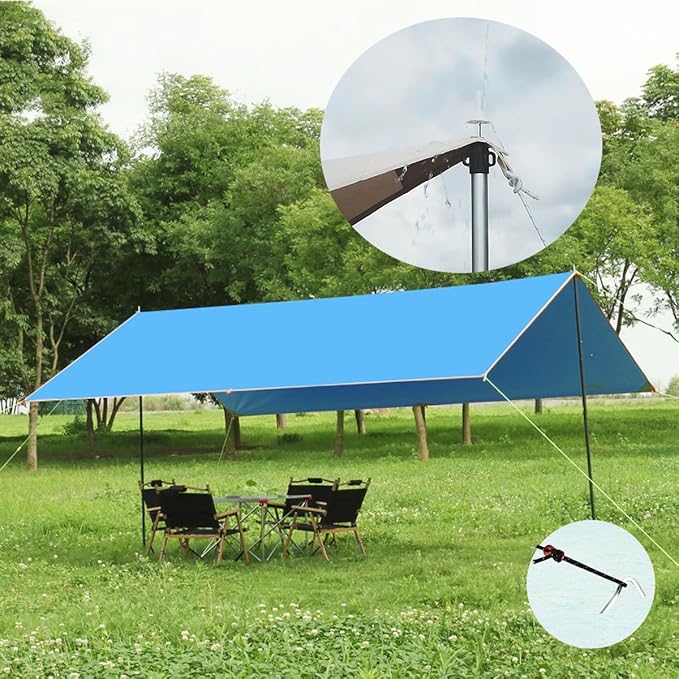 Tiandirenhe 2pcs Camping Tent Poles 95-234cm Telescoping Pole Adjustable Thicken Aluminum Alloy Tarp Poles Support Rods Beach Shelter Tarp Awning Pole for Hiking Camping Silver