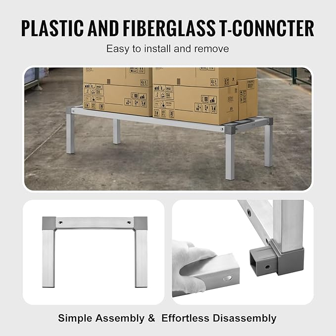 VEVOR Aluminum Dunnage Rack 48” x 20” Commercial Food Floor Rack 12” Off the Floor 1000 lbs Capacity All-Welded Aluminum Storage Rack for Storage in Restaurants Kitchens Garages and Vehicles