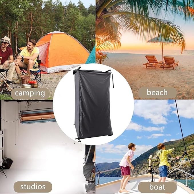 Vehicle Side Shower Tent RV Outdoor Shower Enclosure Outdoor Camping Awning Shower Room Waterproof for Long Road Trips Van Beach(Black)