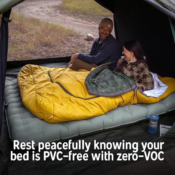 Kelty Kush Queen Air Bed W/Battery-Powered Pump PVC-Free Queen Air Mattress Comfy and Plush 6-inch Pad Carry Bag Included - Indoor/Outdoor Camping Air Bed
