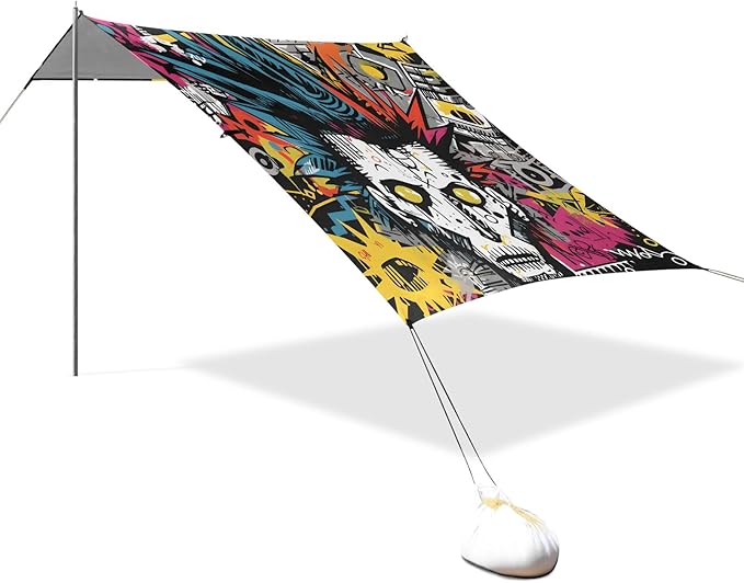 Camping Sun Shelters Punk Rock Graffiti Beach Canopy 126 * 110.2in